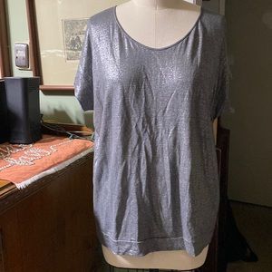 Eileen Fisher 100% linen silver black pullover size m